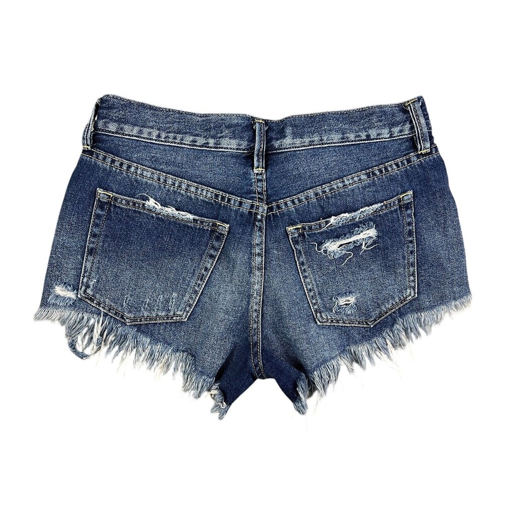 We the Free Mid-Rise Button-Fly Cutoff Distressed Denim Jean Shorts Size 25 - Picture 2 of 12
